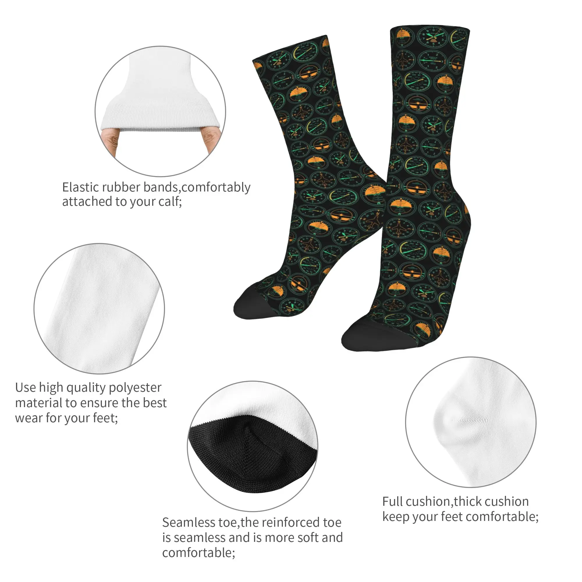 Autumn Winter Fashion Unisex Light Aircraft Dashboard Socks  Sweat Absorbing Soccer Socks