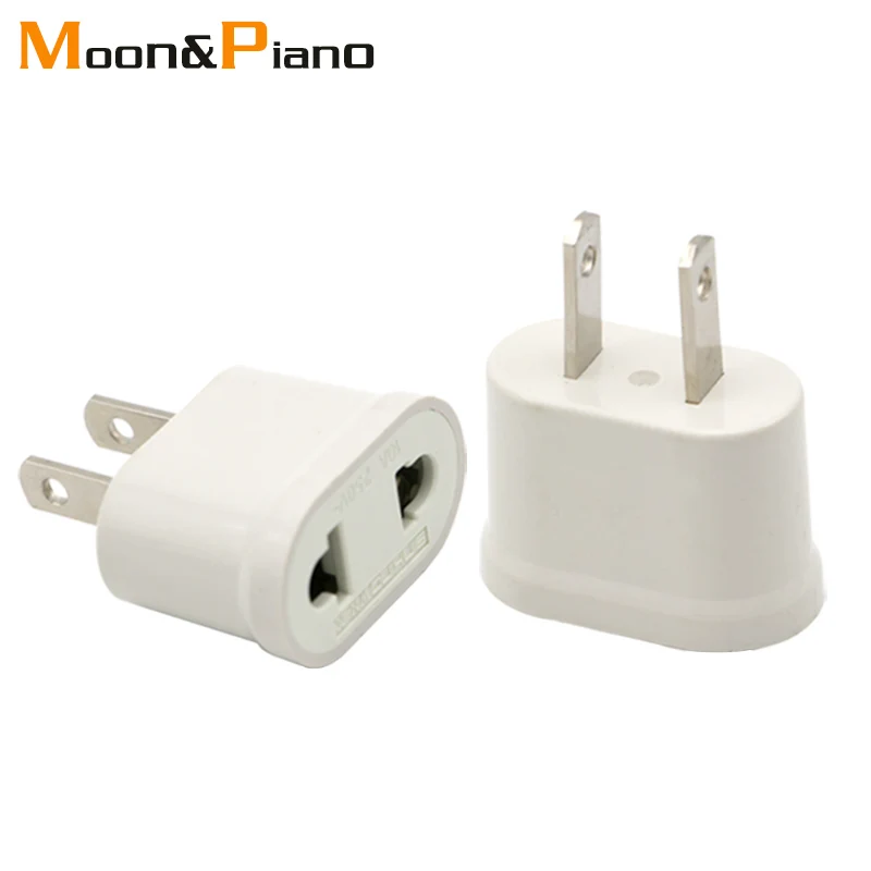 Universal EU To US Plug Euro Europe To USA Travel Wall AC Electrical Power Charger Outlet Adapter Converter 2 Socket Input Pin