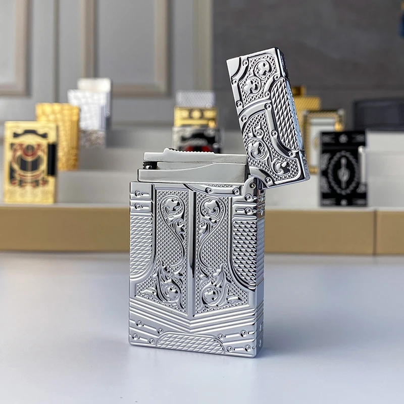 

New vintage Lighter Bright Sound brass shell windproof gas lighter for cigarette men's gift