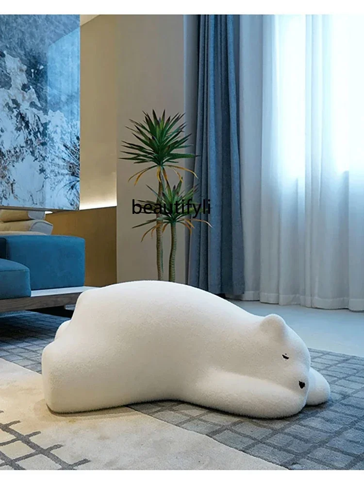 Nordic Modern Minimalist Leisure Chair Designer Creative Animal Sleeping Polar Bear Seat Lazy Leaning Bear Sofa  Furniture