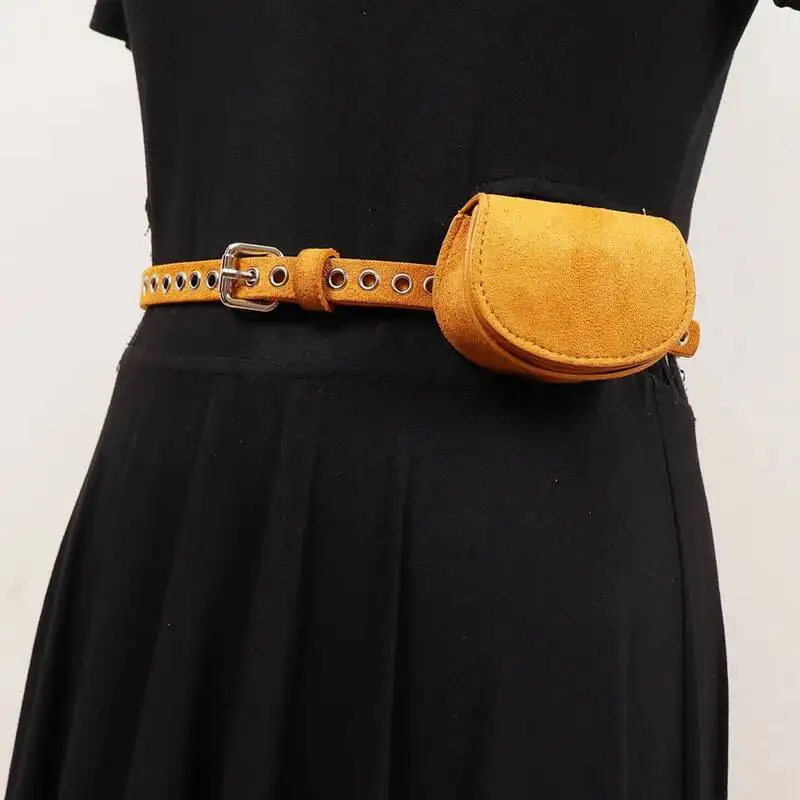 Mini bolso de ante color camel con remaches, estilo vintage, cinturón largo, personalidad, nueva moda para mujer, combina con todo, primavera otoño 2026 F95Q