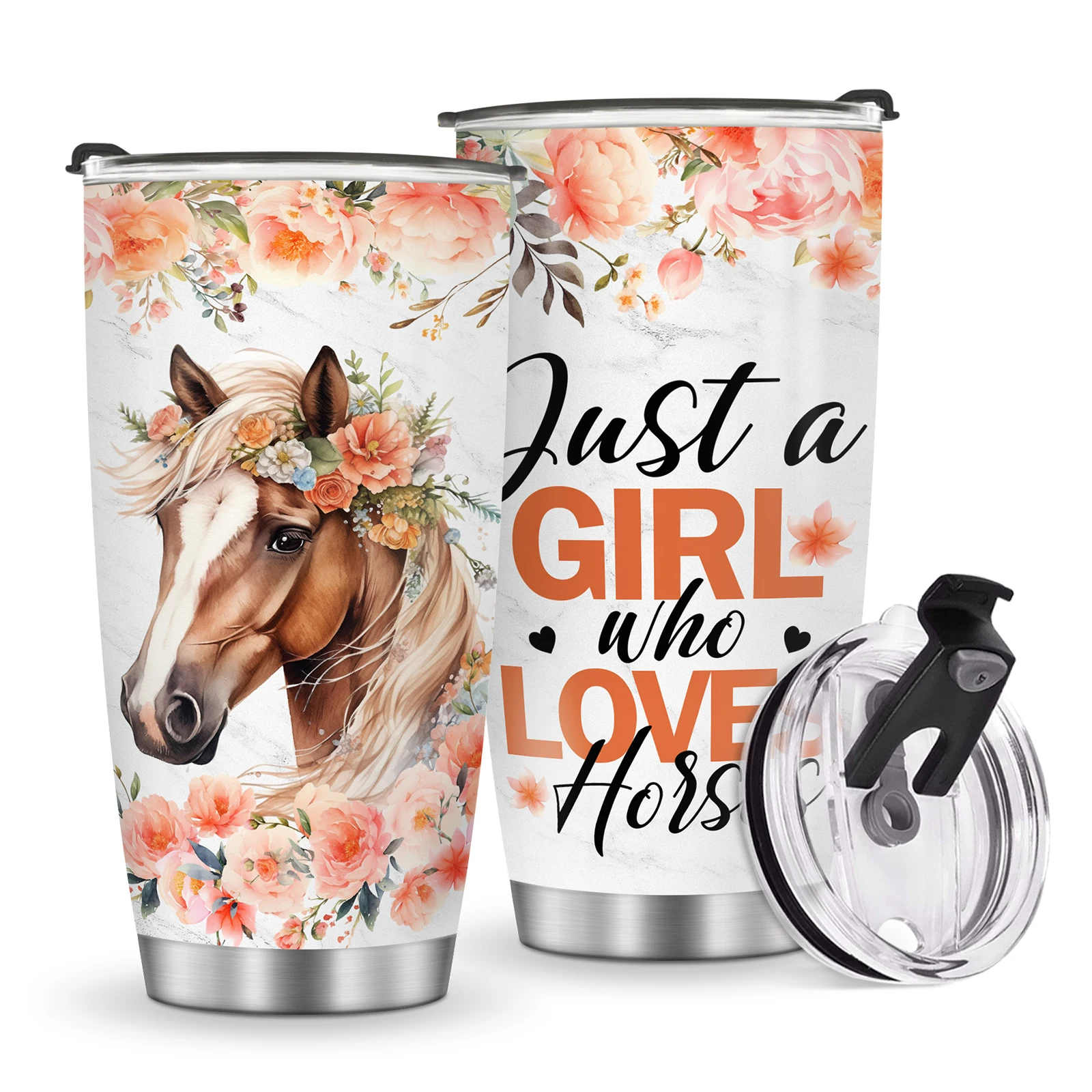 

1pc Horse Lovers Gifts Tumbler Just A Girl Who Loves Horse Tumbler Coffee Mug, Cute Horse Gift, Horse Girl, Mug Gift for Women