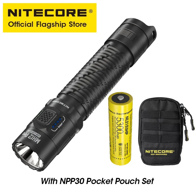 NITECORE MH12 Pro USB-C linterna compacta recargable 505 metros antorcha táctica UHi 40 LED haz, 5300mAh 21700 batería de iones de litio