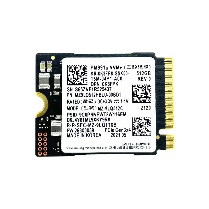 PM991A 256 ГБ 512 ГБ 1 ТБ SSD M.2 2230 Внутренний твердотельный накопитель PCIe PCIe 3.0x4 NVME SSD для Microsoft Surface Pro 7+ Steam Deck