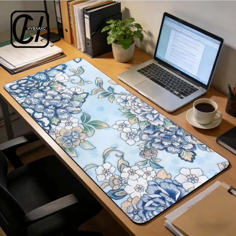 Gaming Extended Mouse Pad Gamer PC Computer Keyboard Pad Vintage Flower Pattern Desk Mat Offices Laptop Interior Accessories Rug