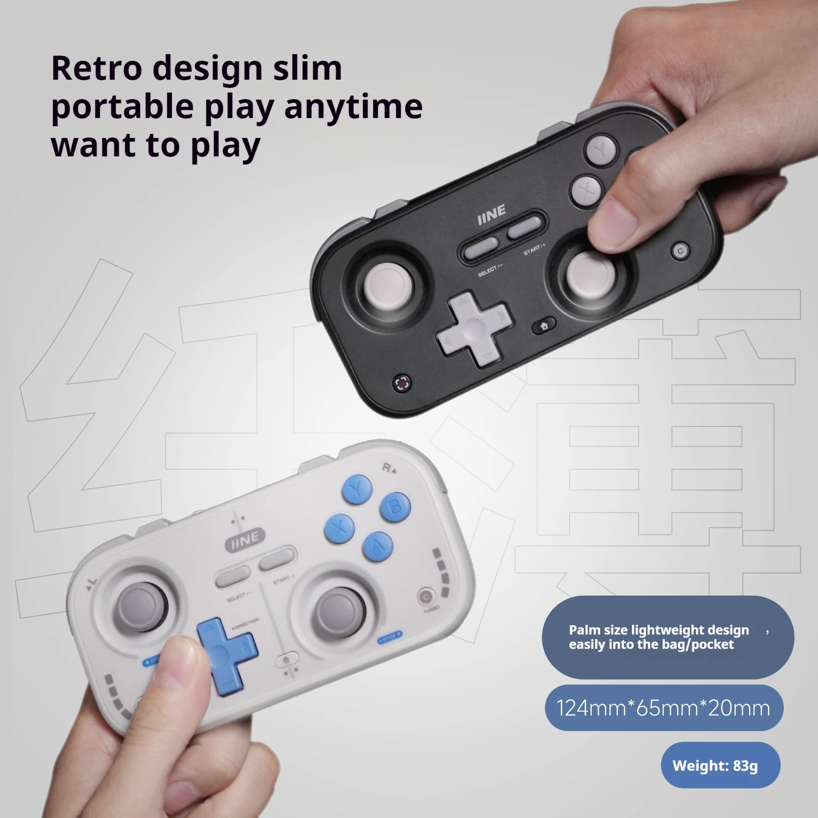 IINE Retro Pocket Gamepad Retro Gaming Controllers Wireless Bluetooth 1000Hz Hall Joystick Portable For Android IOS Phones PC NS