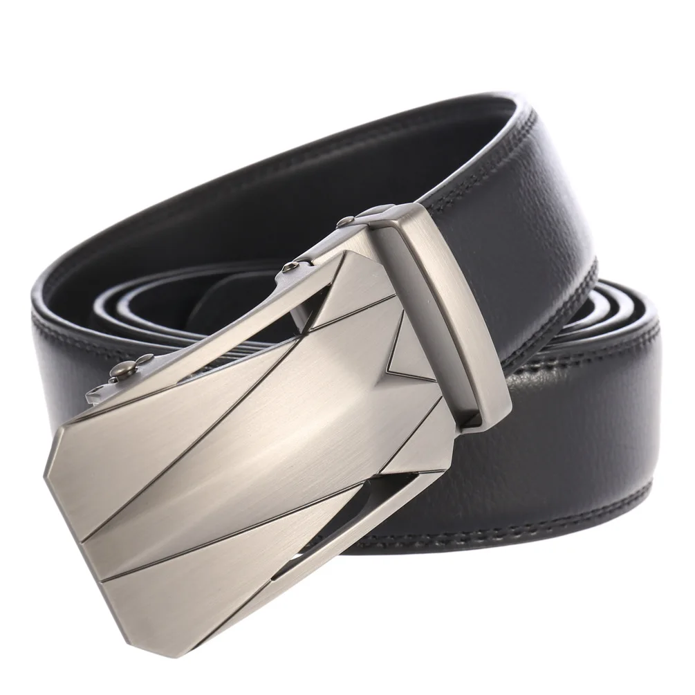 OYIFAN Men Belt New Automatic Buckle belt Casual Belt for men, Alloy Buckle Ratchet belt Genuine leather belt for men