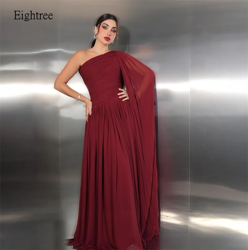 Eightree Burgundy A-line Prom Gowns Cap Sleeve Formal Party Gown Floor Length Evening Dress vestidos de fiesta Custom Made