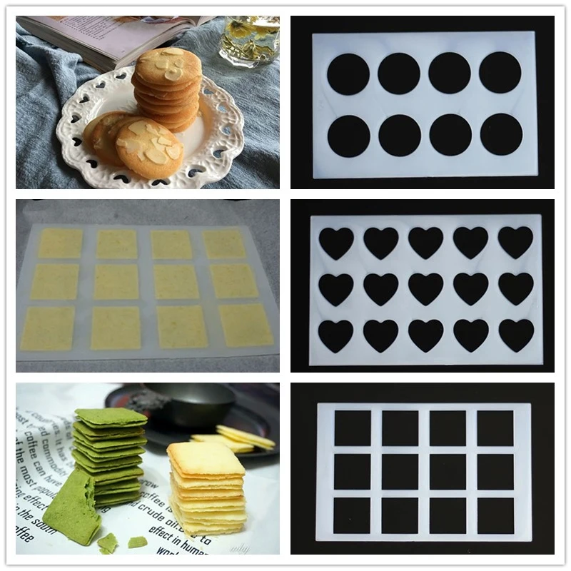 Crispy Biscuit Mold Round Square Heart Shaped Cookie Biscuit Mold Almond Crisp Chocolate Mold Baking Tool Cake Decoration Tools