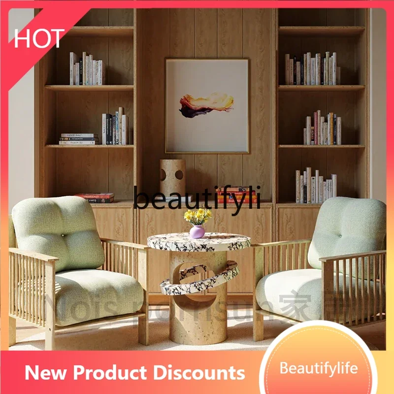 

Asmt51 Высококачественный мраморный приставной столик в французском стиле, современный креативный круглый травертин для гостиной, спальни, небольшой журнальный столик