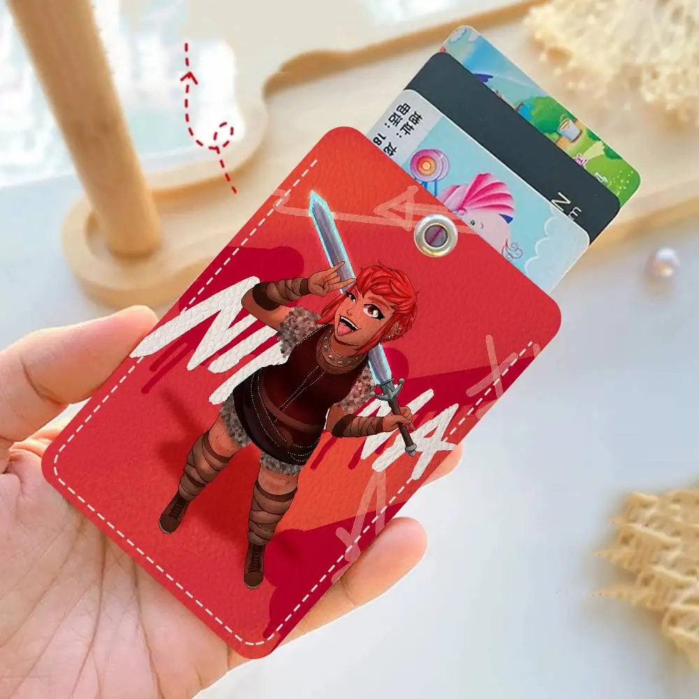 Nimona Movie PU Soft Leather Rectangular Key Card Holder Induction Elevator Protection Cover Youth Faion Accory