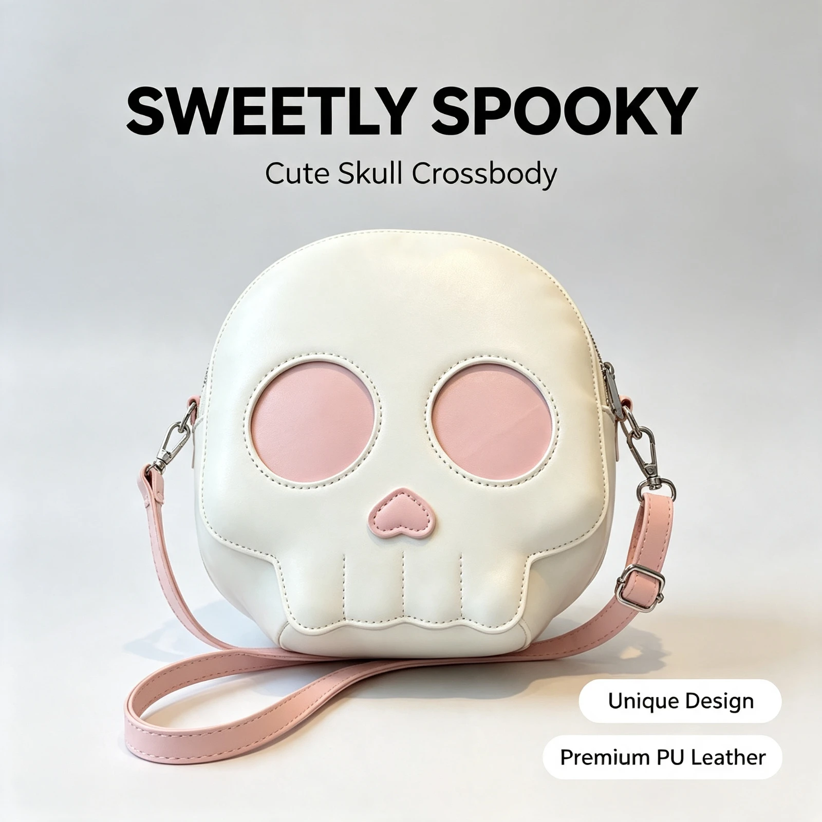 Cute Skull Crossbody Bag Pink, Eye Socket Funny Skeleton Shoulder, Purse Fashion Novelty Handbag For, Women Girls Birthday Gift