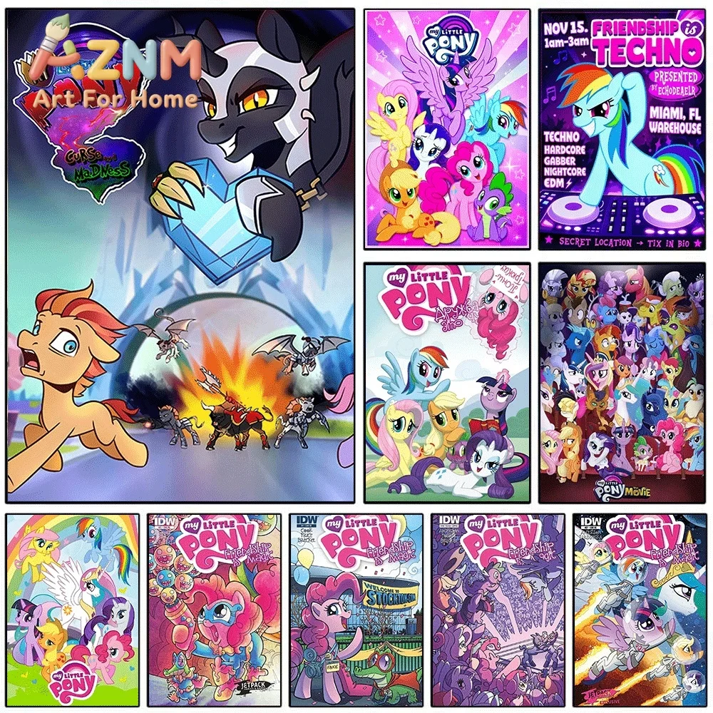 My Little Pony Curse of Madness Comic Canvas Painting Unframed Dark Fantasy Cartoon Pony Wall Art Poster for Boys Bedroom Home