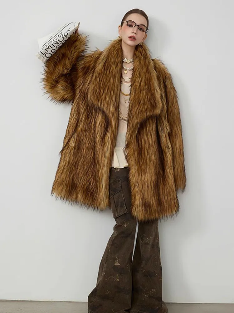 ZADORIN ใหม่ในเสื้อโค้ทและแจ็คเก็ตหรูหราฤดูหนาวเสื้อผ้าผู้หญิงยาวสีน้ําตาล Faux FUR Coat หลวมเสื้อขนสัตว์ผู้หญิงเสื้อขนสัตว์
