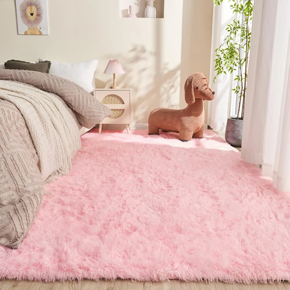 

OPPODREAM 8x10 Pink Rugs for Bedroom, Ultra-Soft Fluffy Area Rugs for Living Room, 8 x 10 Shag Carpet for Nursery, Kids, Girl, B