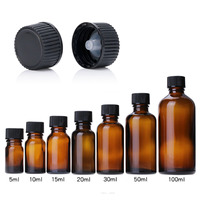 5/10/15/20/30/50/100ml AMBER Dram Glass Bottle with Screw Cone Caps with Cone liner polycone caps