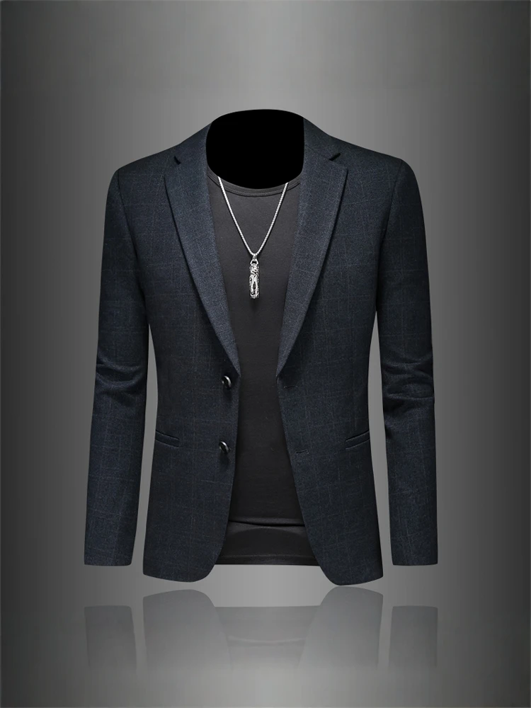 

Casual Busin Sle Men's Single-breasted Jaet High Quali Slim Fit Spring 2025 Faionable Top Quali Polyester Viscos...