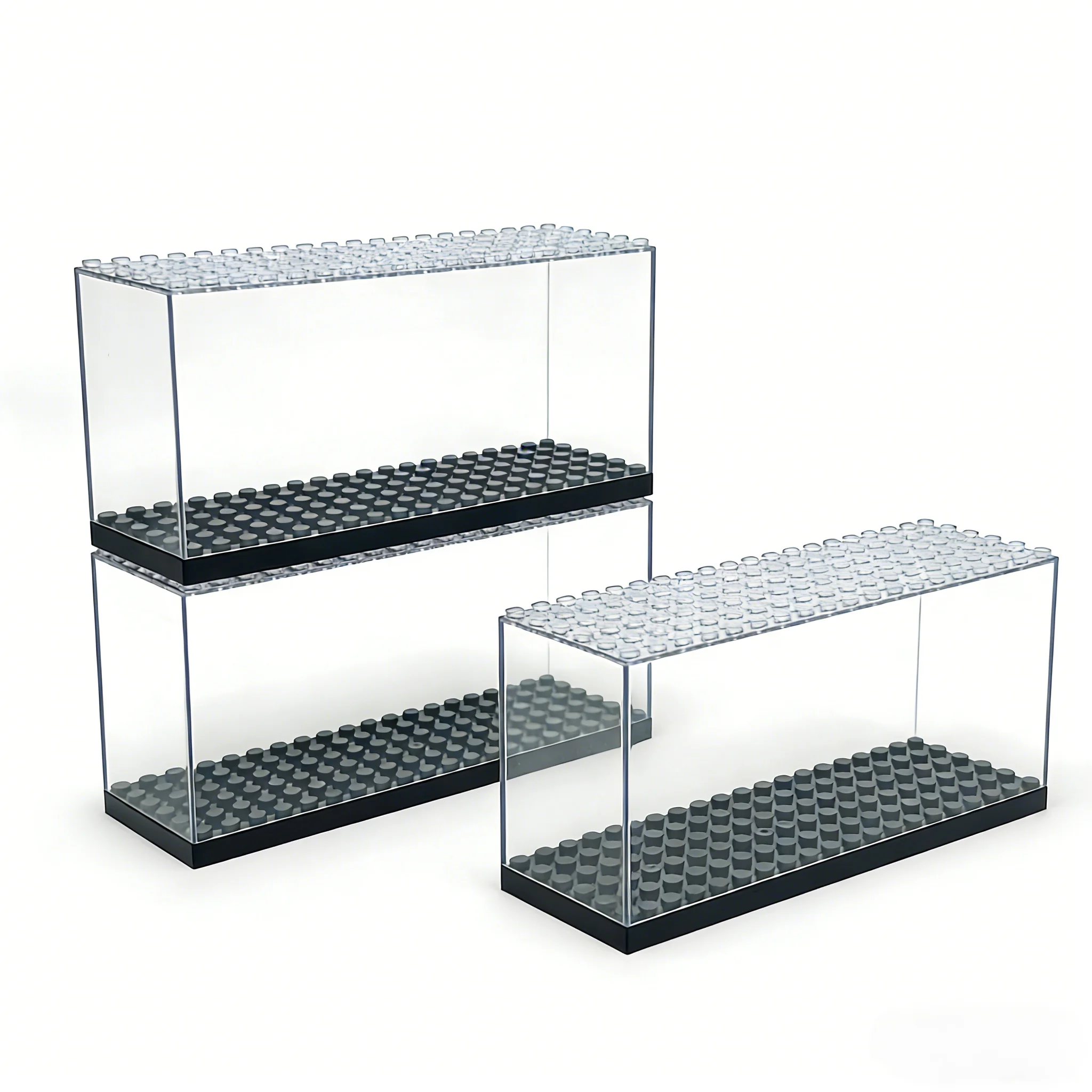 Building Block Minifigure Display Case Dustproof Storage Box Stackable 6×24 Dots Compatible with Major Brands Threadable Design