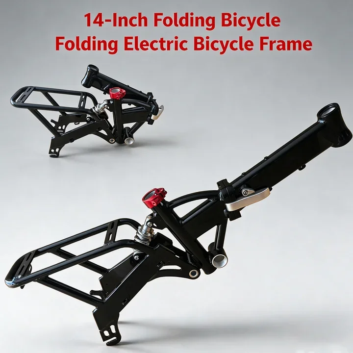14-Inch Disc-Brake Folding Electric Bike Frame, Made from 6061 Aluminium Alloy, DIY Frame, with Central Suspension