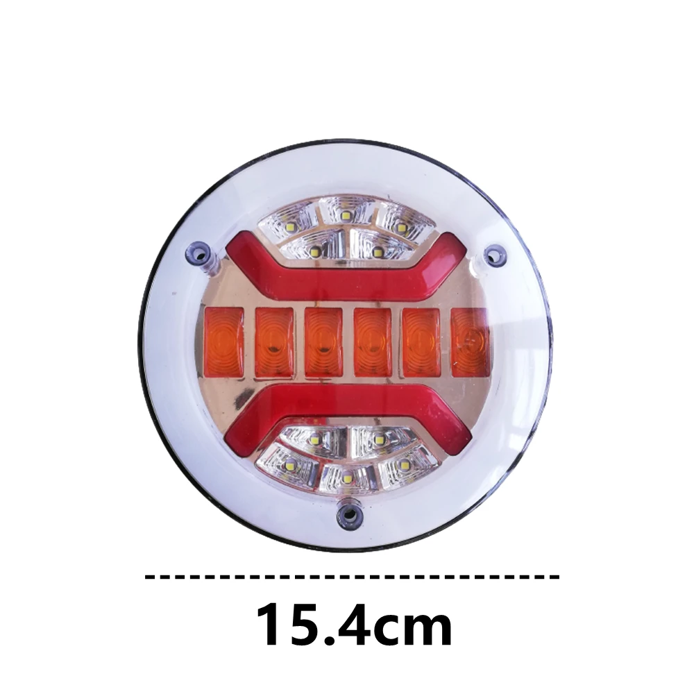 2Pcs Tractor Rear Light Trailer Taillight LED 24V Truck Sequential Flashlight Stop Turn Signal Reverse Lamp Round Back Light