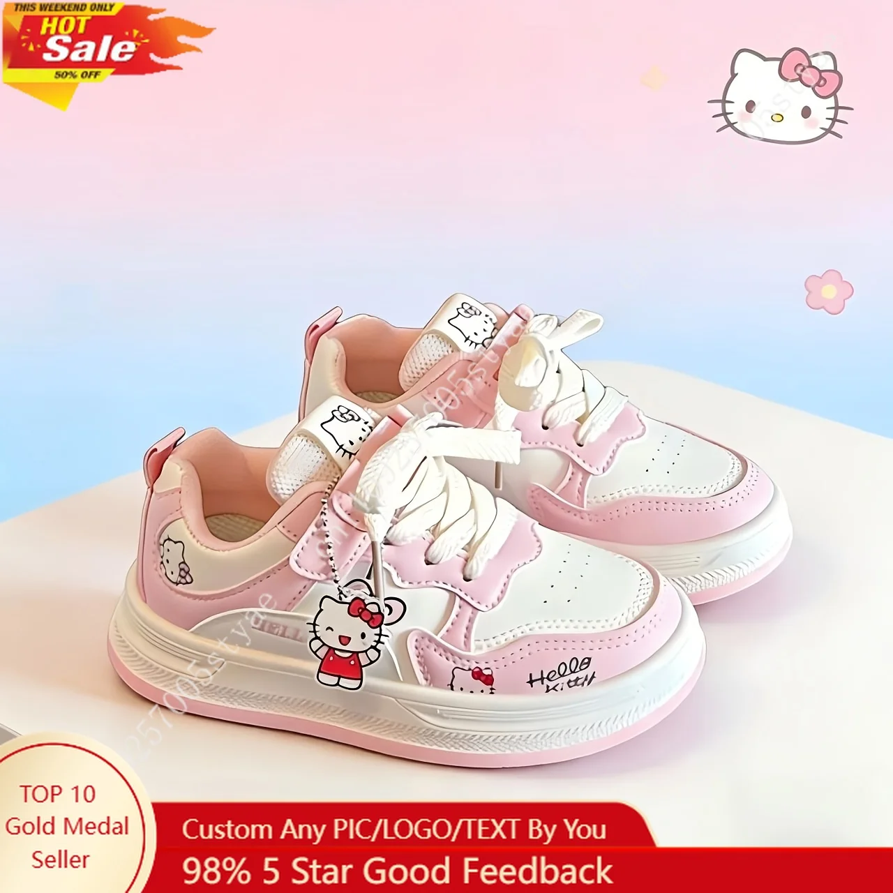 

Hello Kitty Girls' Boys Cute Sneakers Lightweight Ultra-Lightweight Running Shoes Versatile Casual Shoes