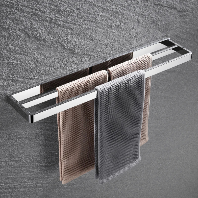 Stainless Steel Bathroom Hardware Chrome Polished Single Layer Towel Rack Bathroom Accessories Anti-rust Towel Shelf