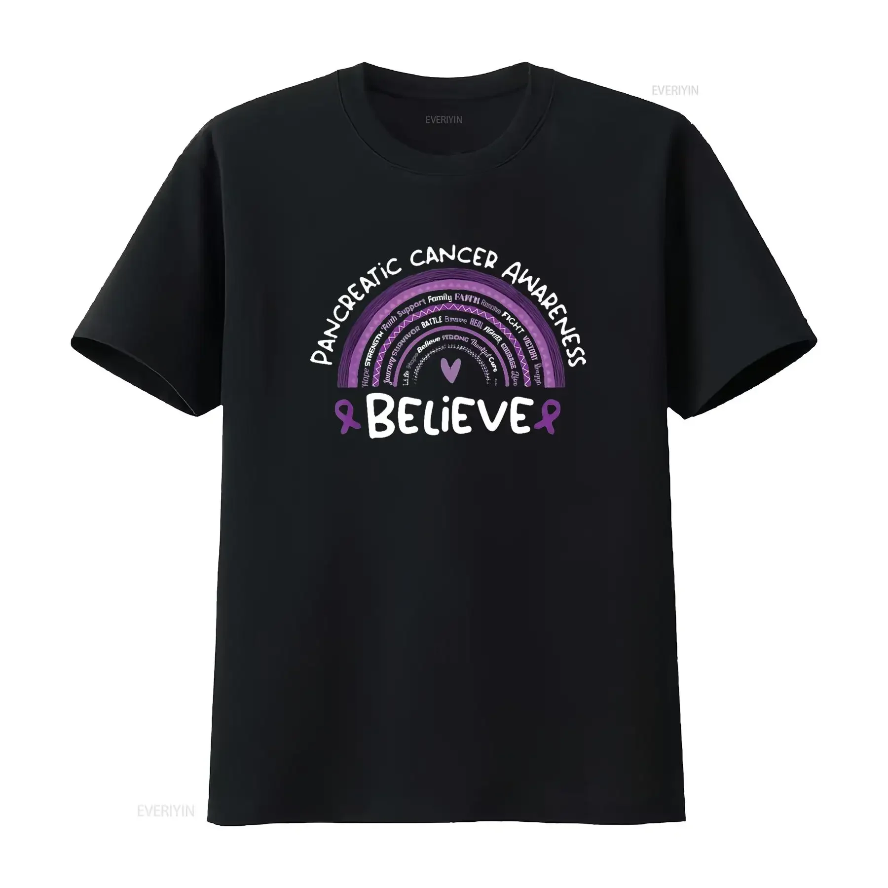 

Мужская футболка Believe Pancreatic Cancer Awareness Month, черная 4X, большая винтажная стираная футболка с рисунком, стильная, удобная, слегка мужская