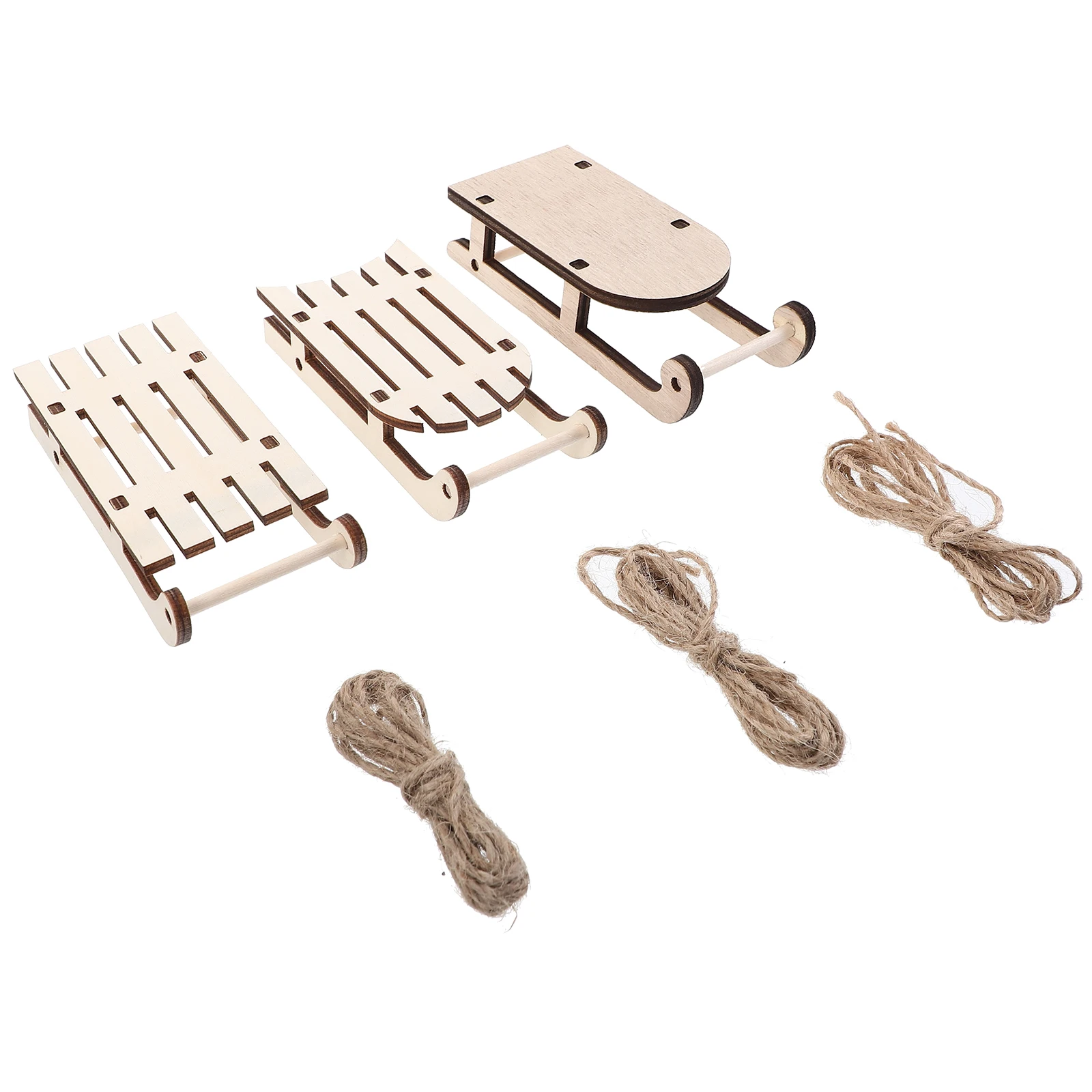 

12 Pcs Mini Wooden Sleigh Christmas Sled Adornment Desktop Hanging Ornament Decor Blank Decoration Craft Crafts