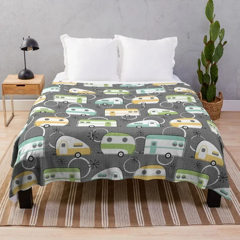 

Happy Campers Throw Blanket Decorative Sofas Summer Beddings Blankets