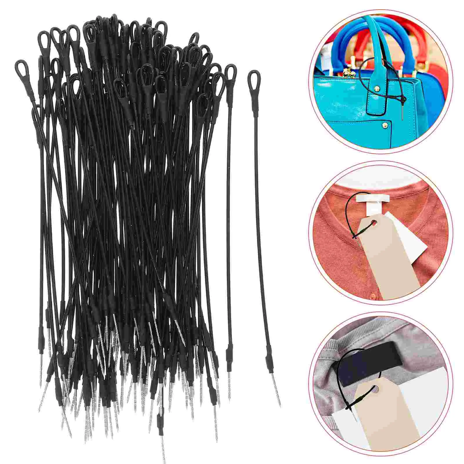 100 Pcs Anti-theft Wire Rope Tag Fasteners Clothing Ties for Clothes Tags Bags Steel Plastic Retail Store Supplies