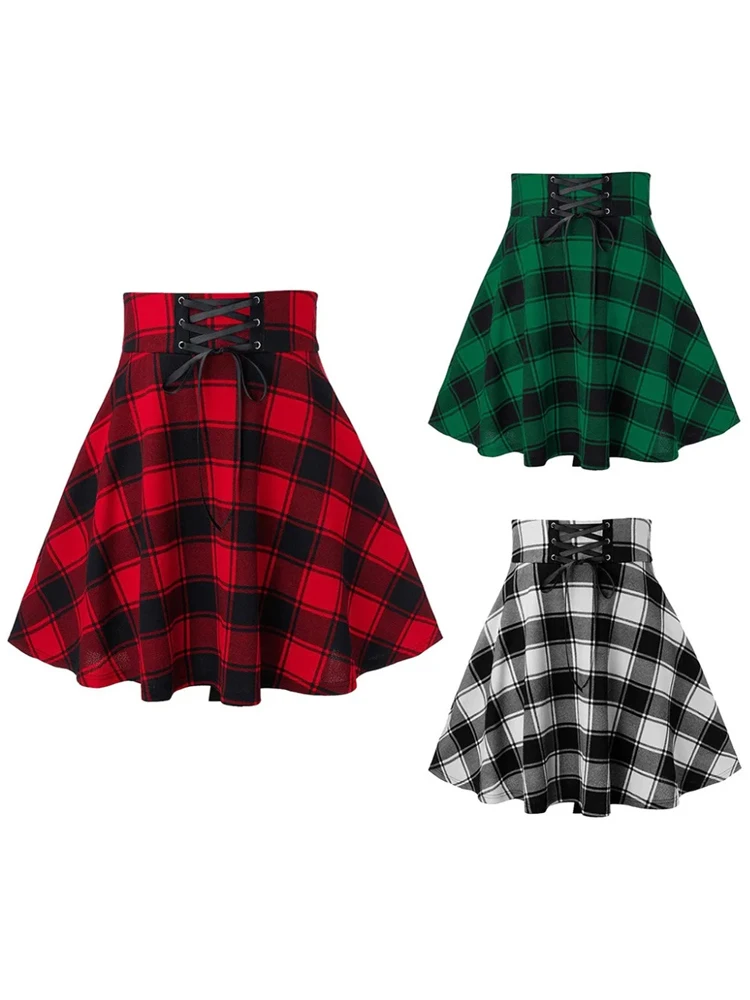 Black Checkered Women's Gothic Skirt Women Pleated Plaid Skirts Spring Autumn Girl Hip Hop Female Punk Goth Mini Skirt Clubwear