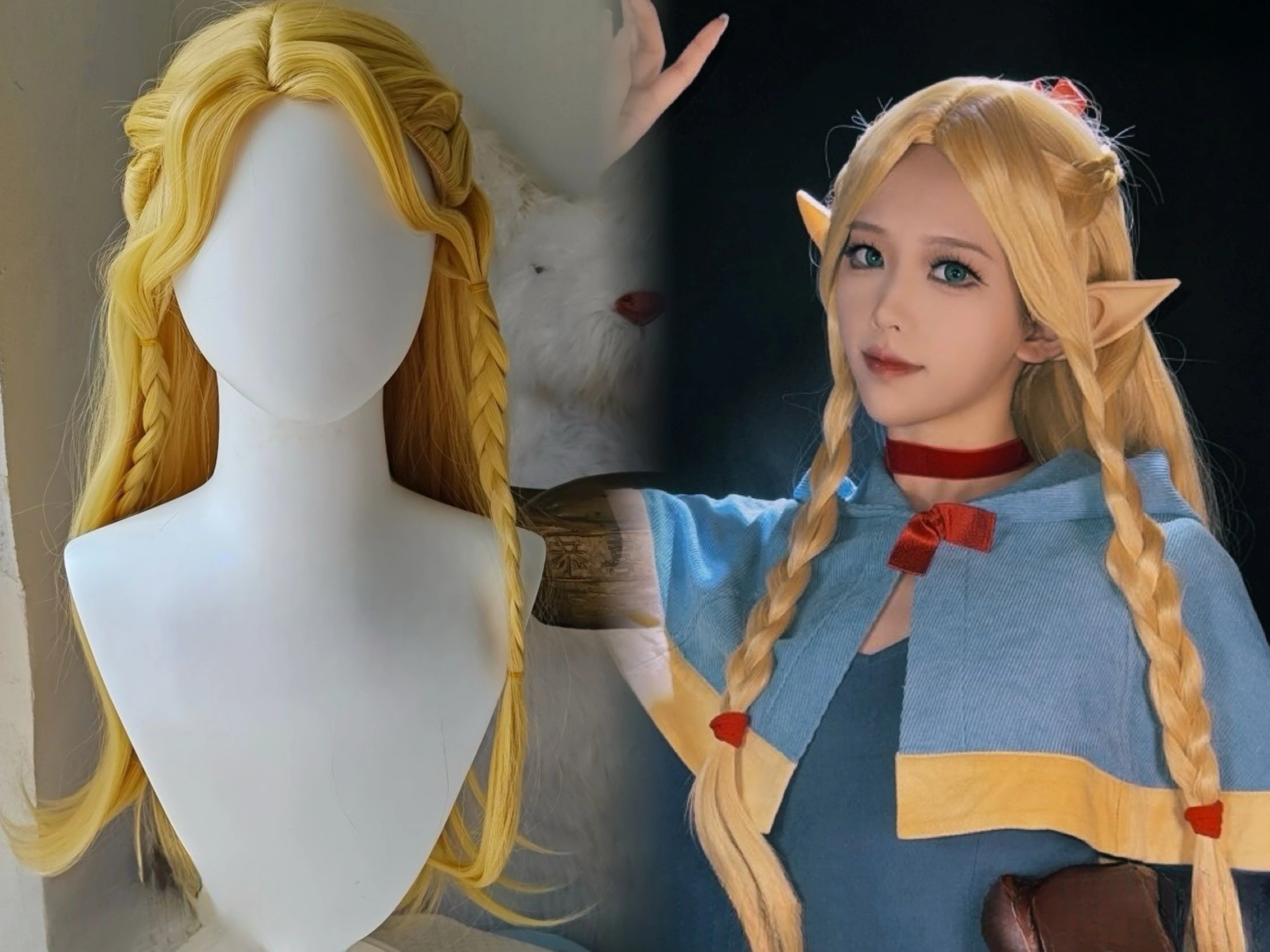 Hill cos golden wig, suitable for comic conventions, parties, film and television performances, wearable wig, high-quality wig