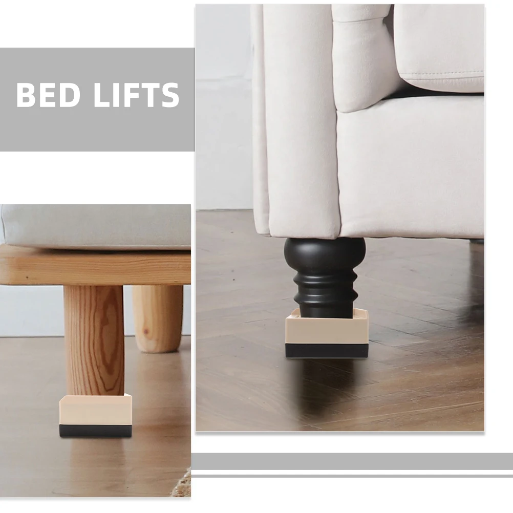 

4 Pcs Furniture Feet Pads Bed Risers Heavy Duty Desk Riser Blocks Sofa Lift Soft Rubber Increase Height Stabilize Furniture