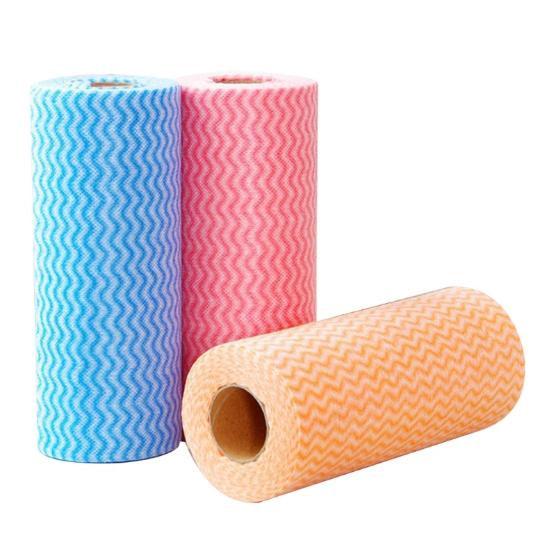 Toalhas de limpeza descartáveis, limpeza não tecida, panos de prato, reutilizáveis, casa, cozinha, óleo antiaderente, trapos preguiçosos, 50pcs, rolo
