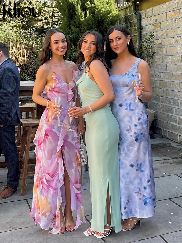 Kliou-女性用シフォンドレス、ミッドカーフストリートウェア、k24d46121、キャミス、レース、ボディシェーピング、スリム、夏