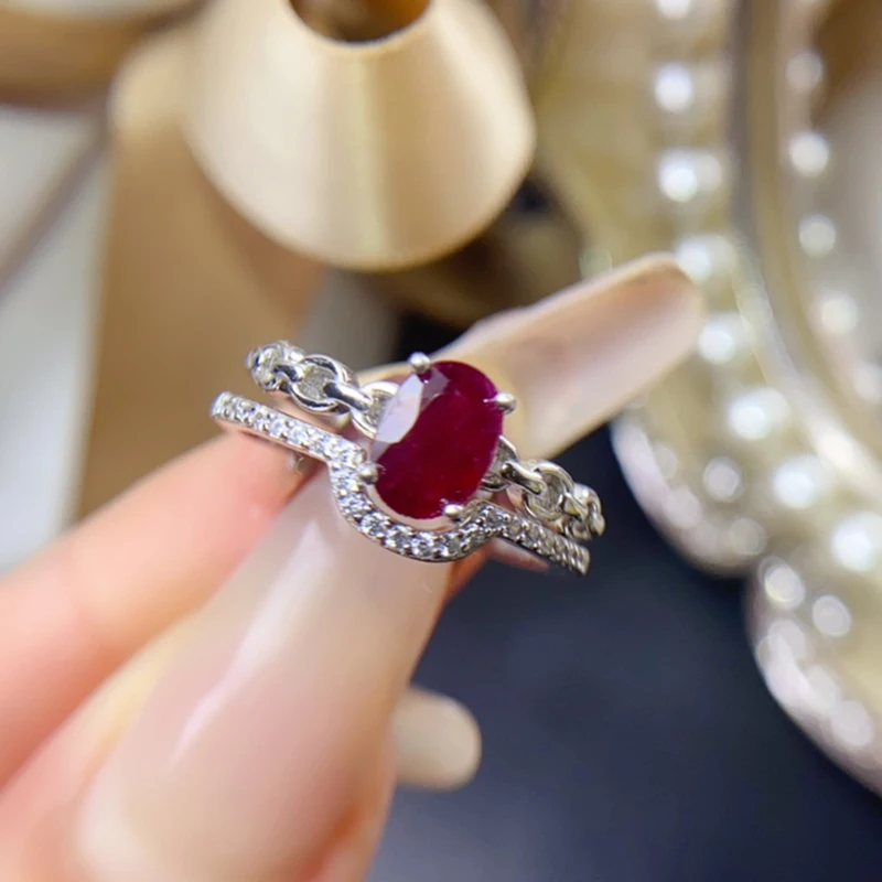 Natural Ruby Rings for women silver 925 jewelry luxury gem stones 18k gold plated free shiping items