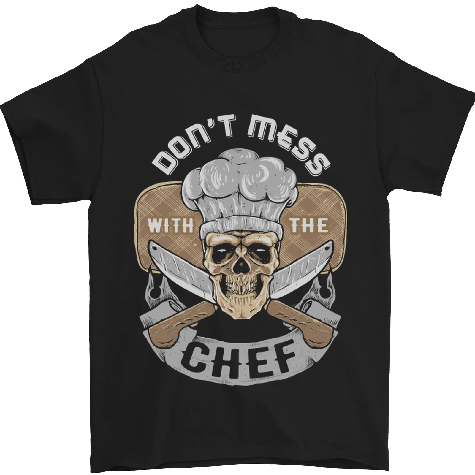 Don't Disaster with El Chef Cooking Skull T-Shirt Men 100% Cotton