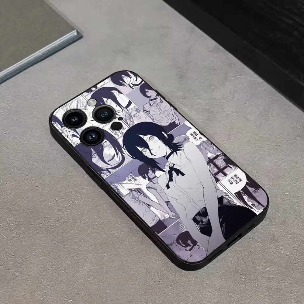 C-Chainsaw Man R-RezeS Phone Case For iPhone 17,16,15,14,13,12,Pro,Max,Plus,E,SE4,Air,Mini Black Soft Cover
