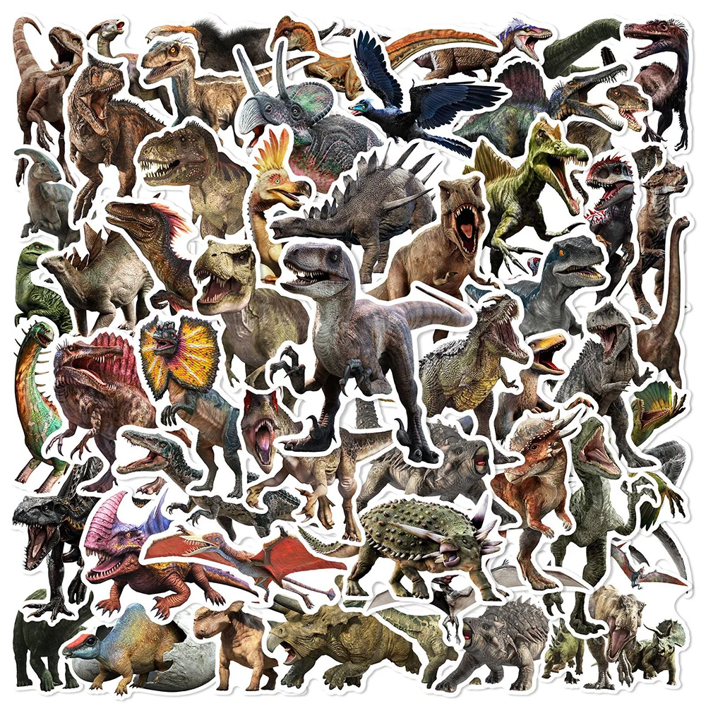 10/30/50pcs Jurassic Dinosaur Cartoon Stickers Cool Animals Graffiti Decal Phone Skateboard Notebook Waterproof Sticker Kids Toy