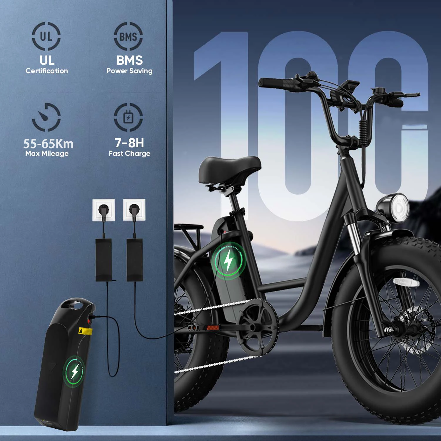 URLIFE E20 Pro Erwachsenen-Fatbike Elektrofahrrad 750W Bürstenloser Leistungsstarker Motor 48V15.6Ah Lithium-Akku Allterrain E-Fahrrad