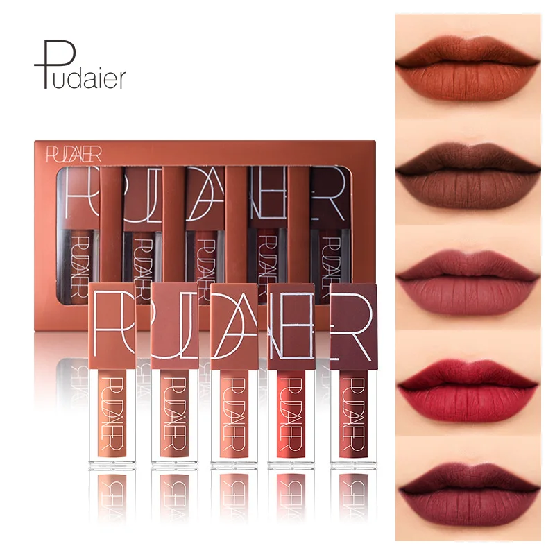 

Pudaier matte velvet liquid lipstick long-lasting moisturizing lip gloss non-stick cup non-fading lip glaze suit