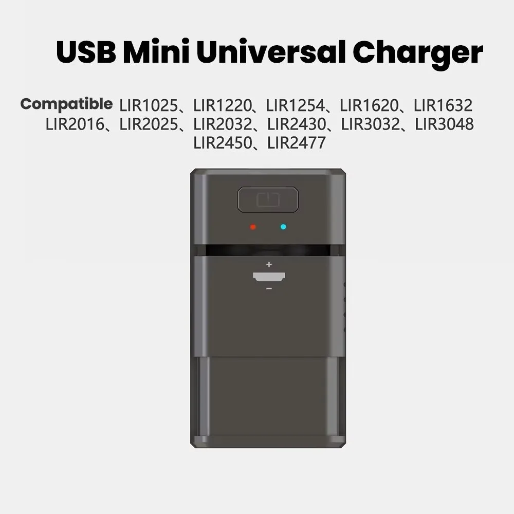 Universal Coin Cell Charger Type-C Charging LED Indicator Button Battery Charger Compact Battery Charging Device Car Key Remotes
