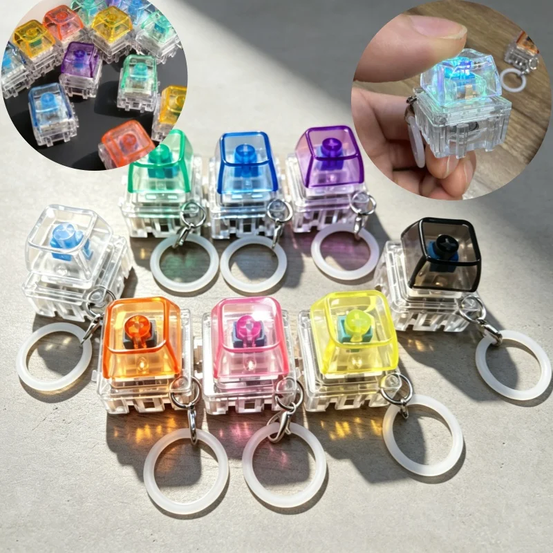 Fidget Button Keychain Spliceable Glowing Novelty Gadget DIY Free Assembly Pinch Fun Stress Reliever Finger Boredom Adults Gifts