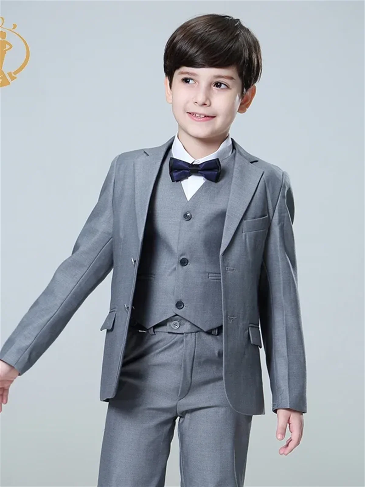 Spring Autumn Formal Boy Suit for Weddings Children Party Host Costume Wholesale Clothing 3Pcs/Set Blazer Vest Pants