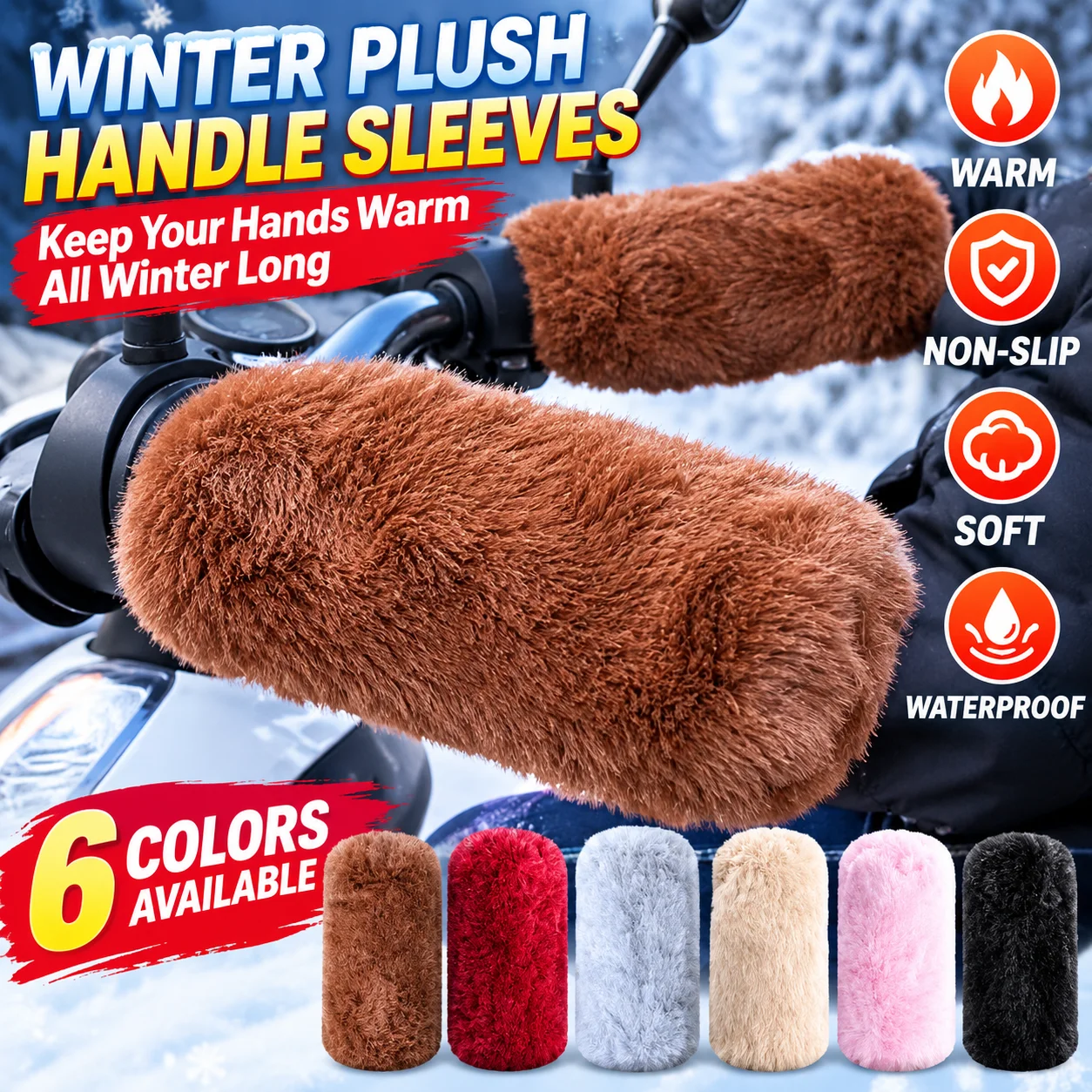 New winter imitation plush electric car motorcycle handle sleeve hand guards non-slip handle sleeve warm three-wheeled plush han