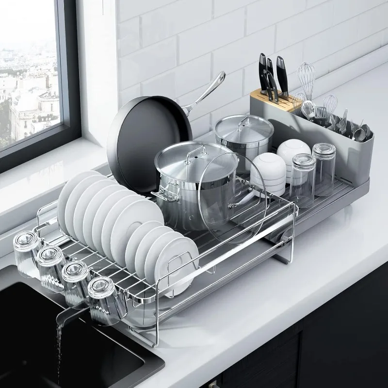 Large Dish Drying Rack - Extendable Dish Rack, Multifunctional  Rack for Kitchen Counter, Anti-Rust Drying  Rack