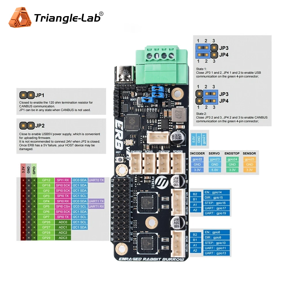 Trianglelab ERB V2.0 3D Printer Multi-Color Motherboard For ERCF 2.0 HTLF MMX 14 Channels MMU NightOwl Kit