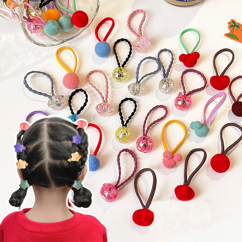 10/20 Pcs/Box Baby Girl Cute Acrylic Cartoon Flower Star Scrunchies Rubber Bands Children Lovely Hair Bands Kid Hair Accessories