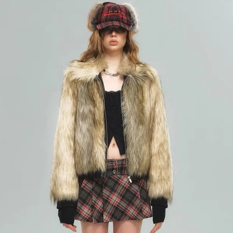 لسيدة مريحة طوق معطف الفرو الإناث 2025 الخريف الشتاء المرأة سترة الفراء الاصطناعي متعدد الألوان رقيق فو الفراء معطف