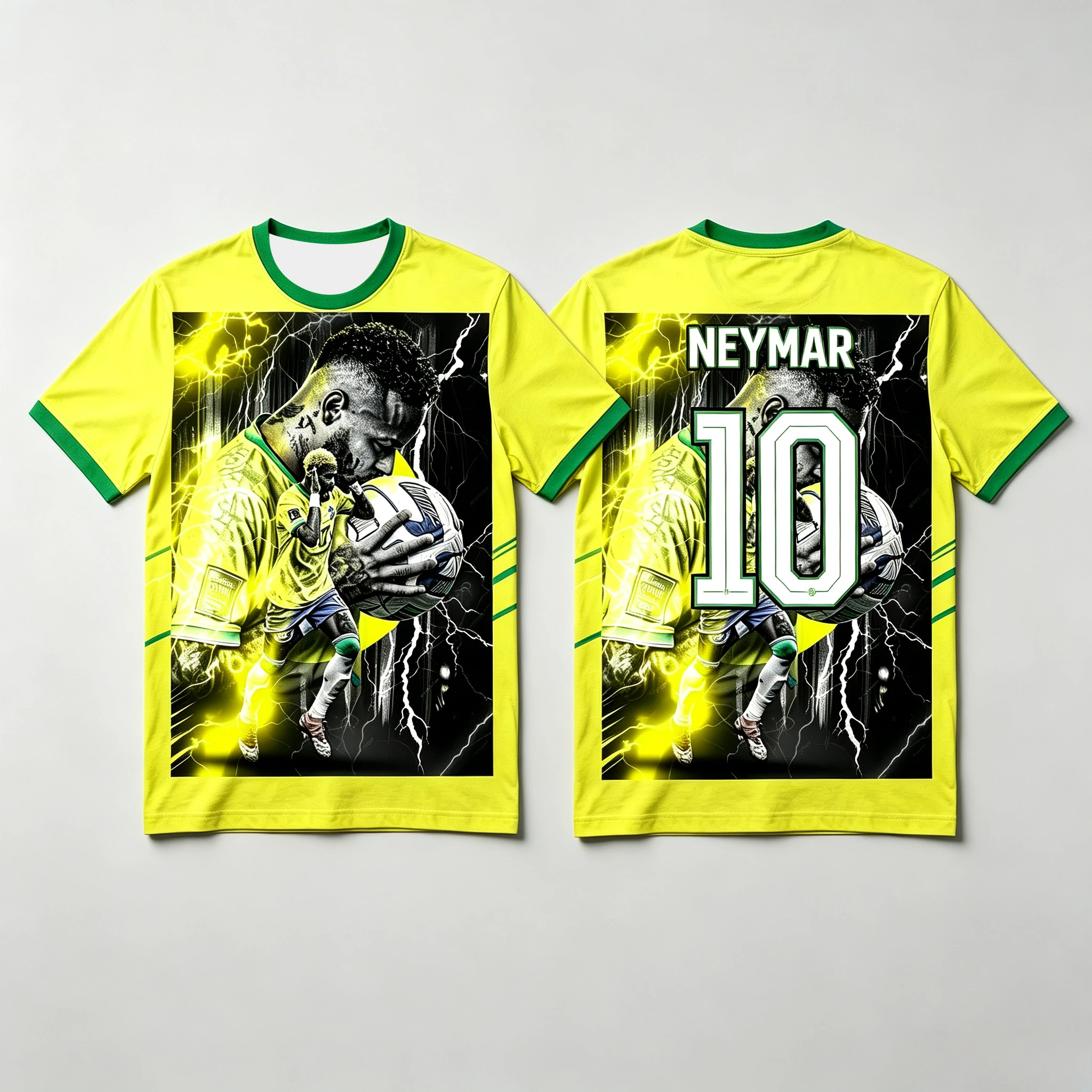 3D Printing Brazilian Football Training T-Shirt - Breathable and Wicking Sweat Absorbent - Neymar - Family Clothing Set